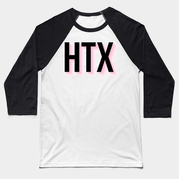 HTX in black & pink Baseball T-Shirt by emilykroll